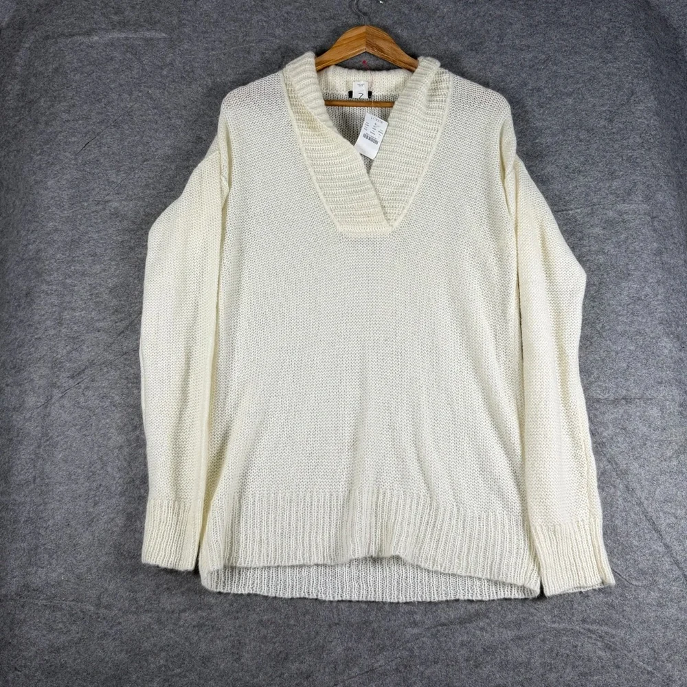 Crew Ivory Chunky Shawl Collar Knit Sweater‎ Style 20824